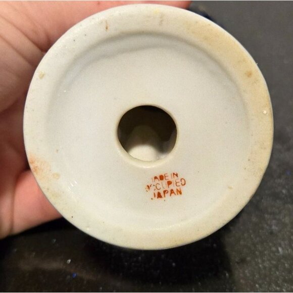 Antique Occupied Japan figurine Lady w/ flower basket gold gilding collectible - Picture 11 of 12